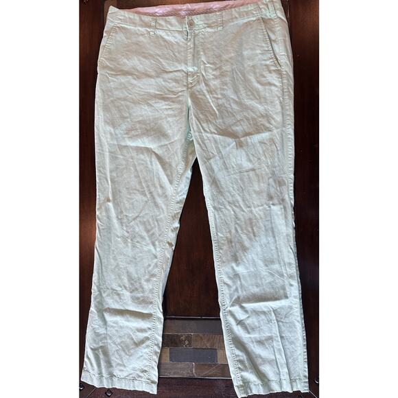 BONOBOS Men Wednesday Straight Fit 100% Cotton Chino Pants - 38 X 32 Light Green - Picture 1 of 5